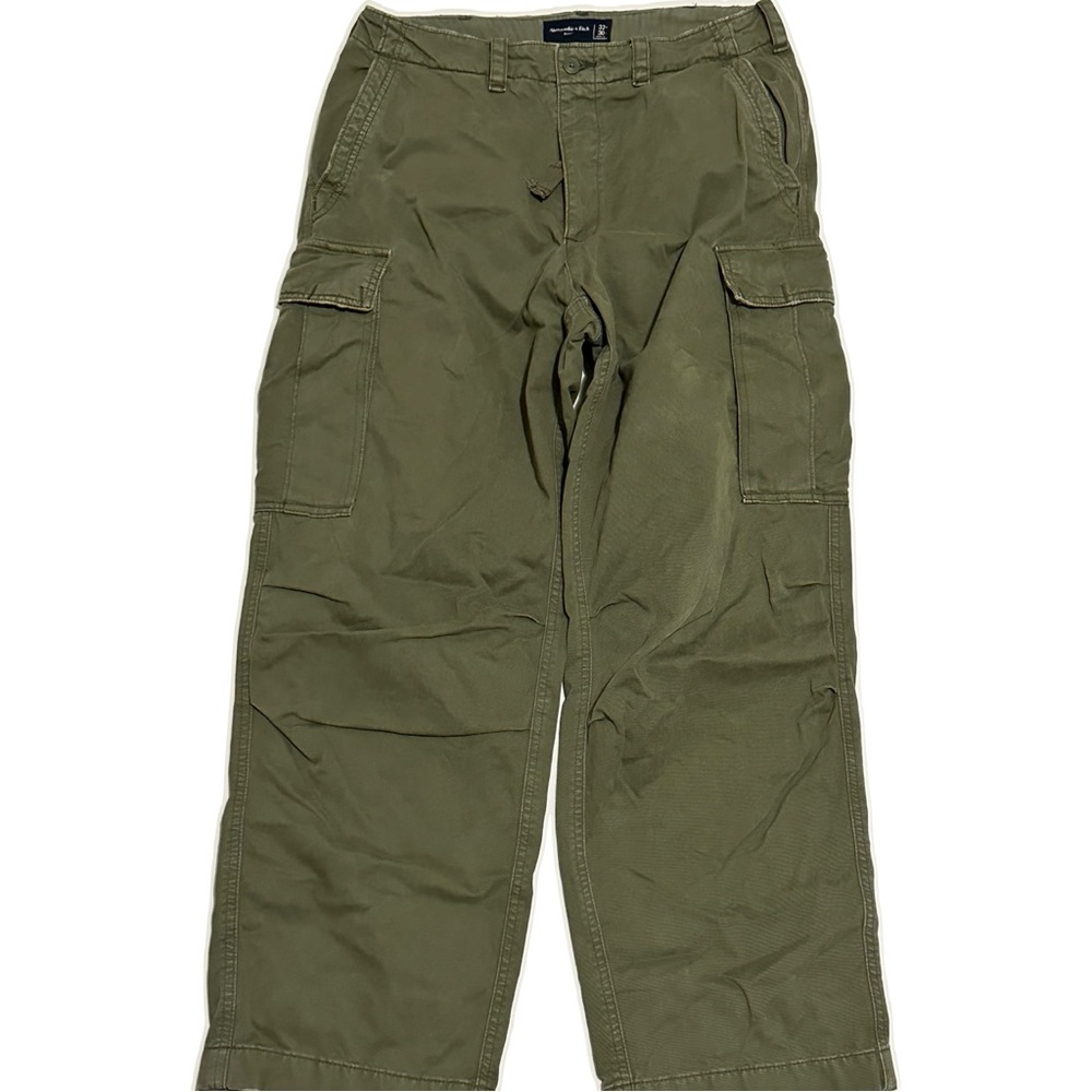 Abercrombie fixed Waist Baggy Utility Cargo Pants (Olive 32x30)